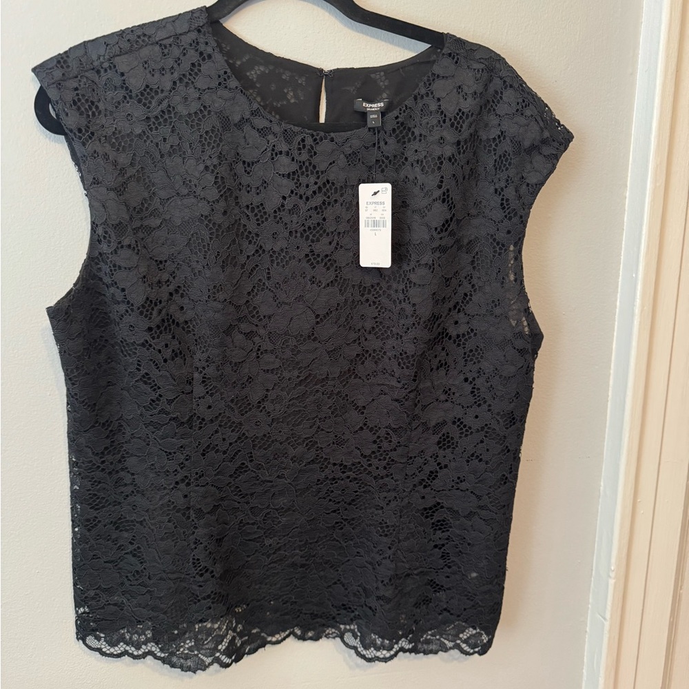 NWT Express - Black Sleeveless Lace Blouse